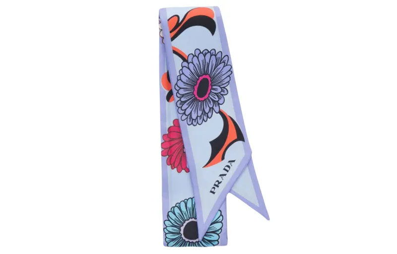 floral-print twill scarf