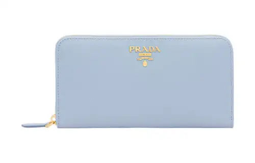 PRADA Saffiano Leather Wallet Women's Light Blue