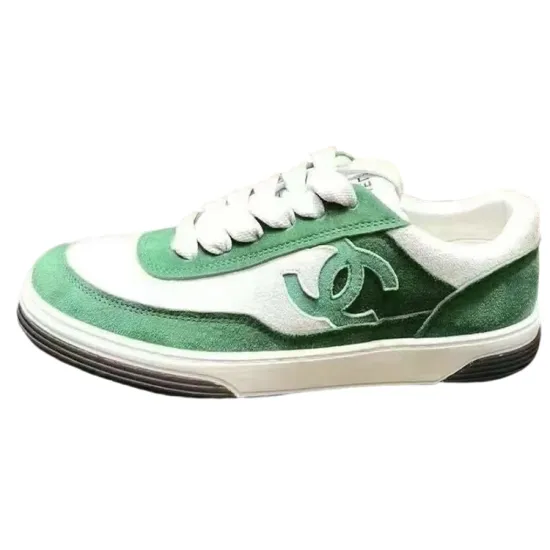 CHANEL 23P Low Top Stylish Skateboarding Shoes Women's White Green