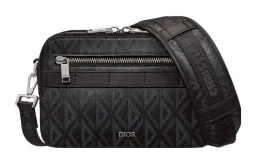 DIOR Canvas With Leather Messenger Bag, Shoulder Bag, Crossbody Bag Men's Black