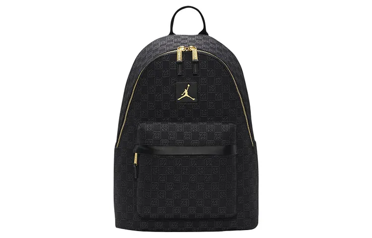 Jordan Gold Logo Monogram Backpack Black