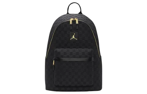 Jordan Gold Logo Monogram Backpack Black