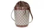 GUCCI Horsebit 1955 Canvas With Calfskin Bucket Bag, Portable Crossbody Bag, Shoulder Bag Women's