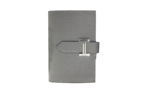 HERMES Bearn Epsom Calfskin Short Wallet Mini Women's 8F Gris ÉTain Tin Gray
