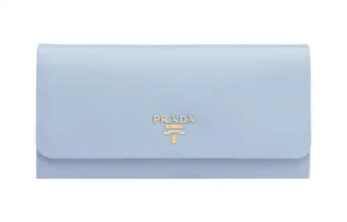 PRADA Leather Wallet Women's Light Blue
