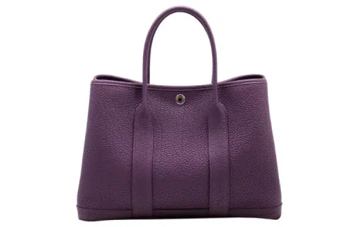 HERMES Garden Party Negonda Calfskin Handbag 30 Women's N5 Black Currant Cassis Black Currant