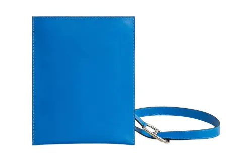 HERMES Pochenplus Swift Calfskin Wallet Men's T7 Bleu Hydra Aqua Blue