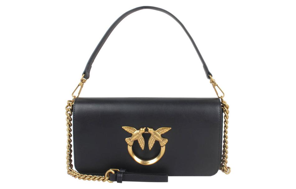 PINKO Click Series Cow Leather Handbag, Shoulder Bag, Crossbody Bag Regular Women's Black