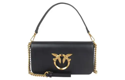 PINKO Click Series Cow Leather Handbag, Shoulder Bag, Crossbody Bag Regular Women's Black