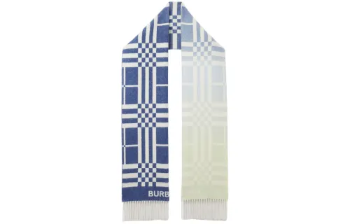 Burberry Knit Scarves Unisex Blue/White