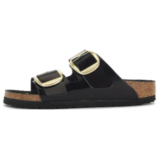 Birkenstock Arizona Big Buckle Natural Leather Narrow Fit Sandals 'Patent High Shine Black' Women's