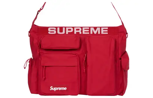 Supreme Waterproof Cotton Nylon Messenger Bag, Shoulder Bag, Crossbody Bag Regular Unisex Red