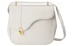 GUCCI Gypsum Leather Saddle Bag, Crossbody Bag, Shoulder Bag Women's White