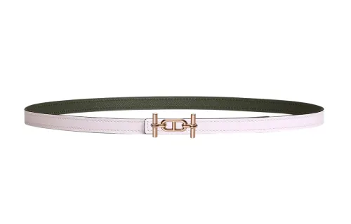 HERMES Ancre Cow Leather, Gold Plated Belts Women's Light Purple/Gray Green Width 1.3cm