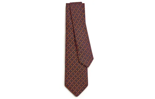 HERMES Ties Men's Dark Brown/Orange