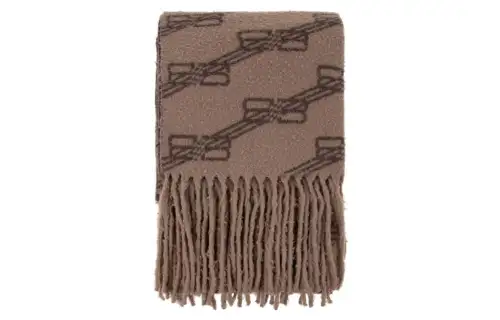 Balenciaga Allover Logo Printed Fringed Scarf