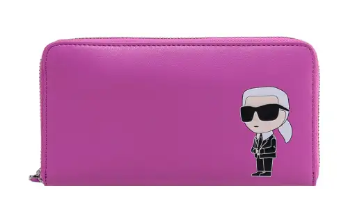 KARL LAGERFELD / Karl Lagerfeld Jeans Zip Closure Leather Wallet Women's Pink