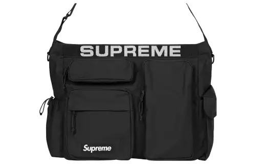 Supreme Cotton With Nylon Messenger Bag, Shoulder Bag, Crossbody Bag Regular Unisex Black
