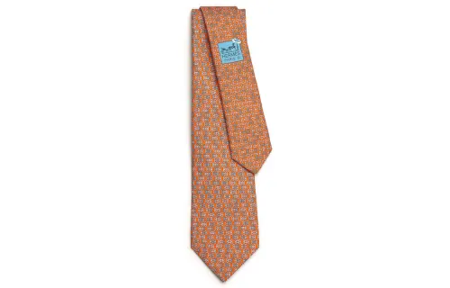 HERMES Twillbi Ties Men's Orange/White/Sky Blue