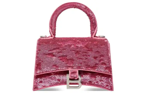 Balenciaga Hourglass Sequins With Sheepskin Shoulder Bag, Crossbody Bag, Handbag Extra Mini Women's Pink