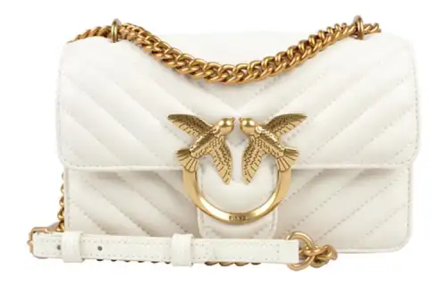 PINKO Sheepskin Swallow Bag, Crossbody Bag, Shoulder Bag Women's White