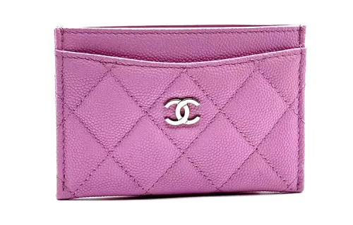 CHANEL 23P SS Cow Leather Coin Purse, Card Holder Women's Pink