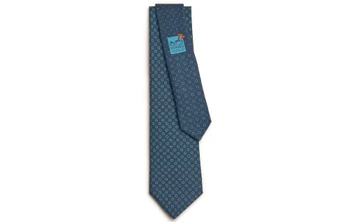 HERMES Tie Men's Ocean/Blue/Orange