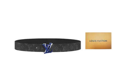 LOUIS VUITTON Minimalist Style Shake Leather Belts Men's Width 4cm