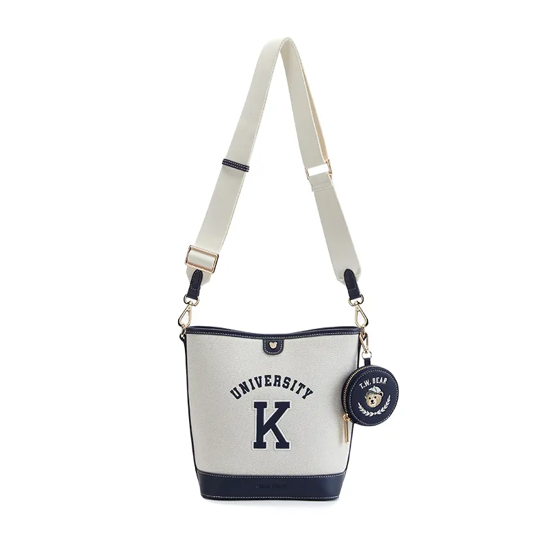 Teenie Weenie Pu Tote Bag, Shopping Bag, Crossbody Bag, Shoulder Bag Women's Gray Mist White/Collegiate Blue