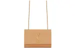 SAINT LAURENT Kate Cow Leather Crossbody Bag, Shoulder Bag Small Women's Light Brown