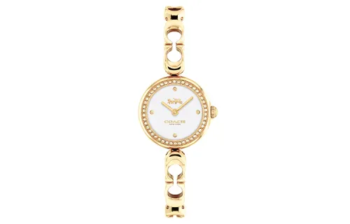COACH Wrist Watches Quartz Movement Stainless Steel Watchband 28mm Gold Dial Women's Watch 30m Water Resistant