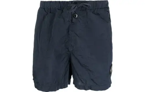 Stone Island logo-patch detail swim shorts