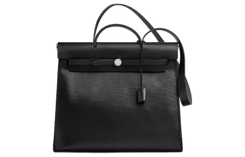 HERMES Herbag Zip Berline Waterproof Canvas And Hunter Calfskin One Shoulder Crossbody Handbag 39 Unisex