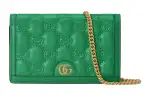 GUCCI Leather Small Square Bag, Shoulder Bag, Crossbody Bag, Wallet Women's Green