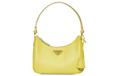 PRADA Leather One Shoulder Handbag Mini Women's Yellow