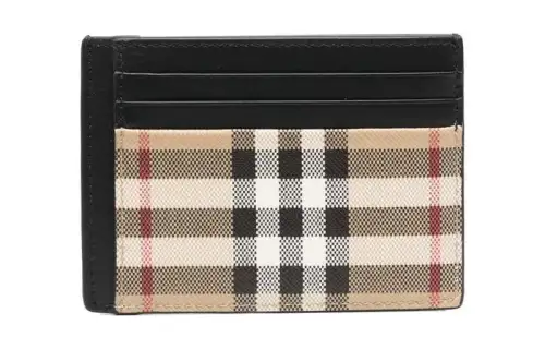 Burberry Cotton With Calfskin Leather Trim Card Holder Card Holder Men's Brown