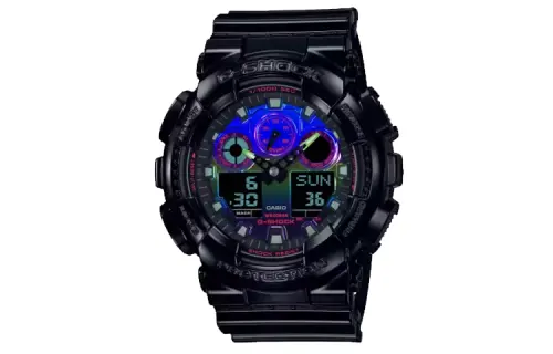 CASIO Men Liquid Crystal/Analog Dual Display Series Blue Watch GA-100RGB-1A