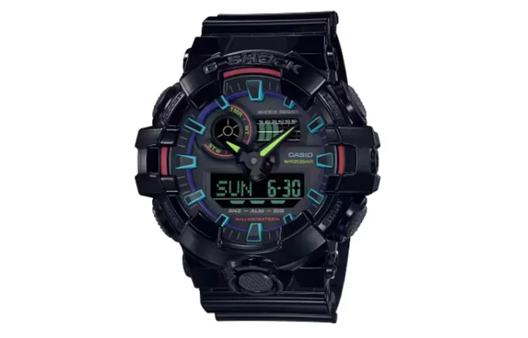 CASIO Men Liquid Crystal/Analog Dual Display Series 58mm Black Watch GA-700RGB-1A