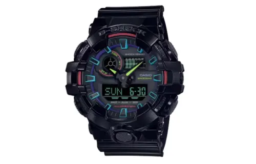 CASIO Men Liquid Crystal/Analog Dual Display Series 58mm Black Watch GA-700RGB-1A