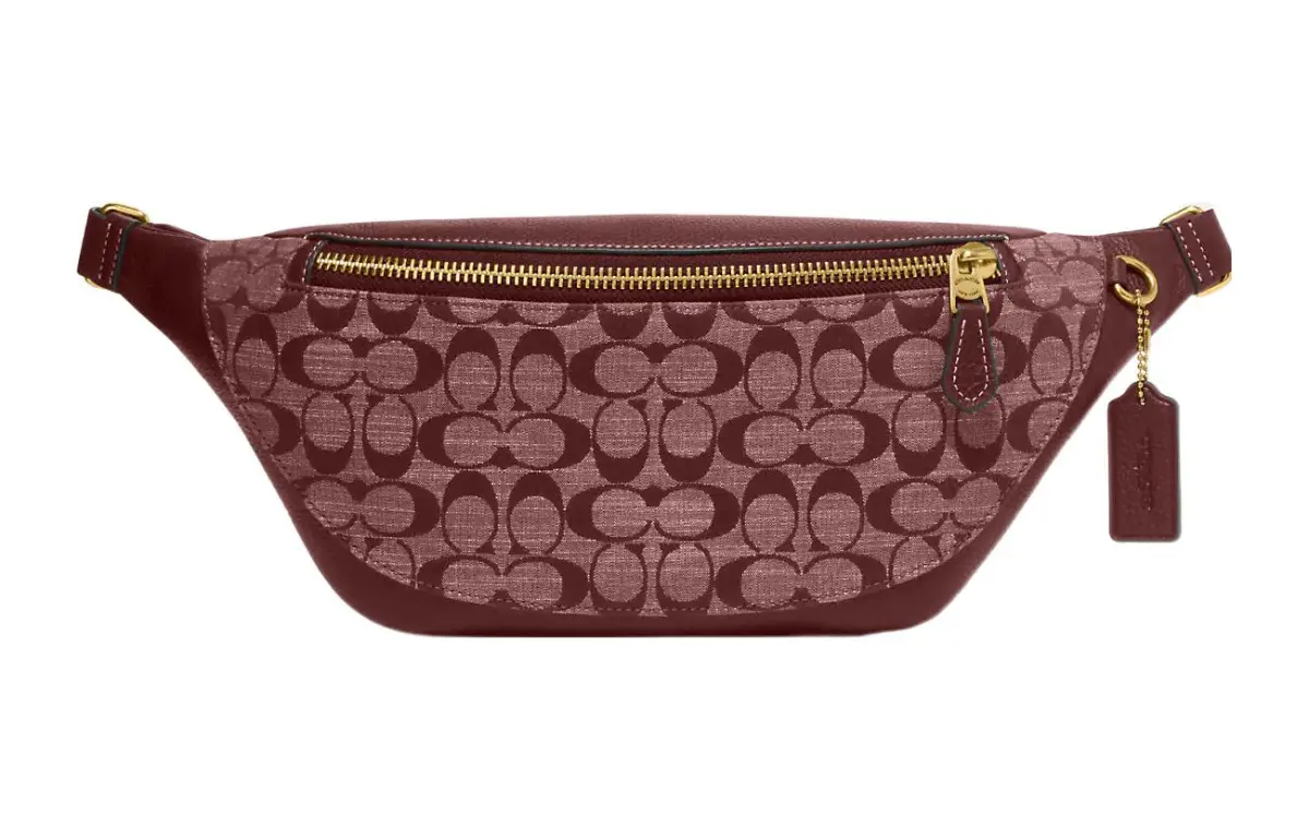 COACH Warren Fabric With Cow Leather Fanny Packs Large Women's Burgundy