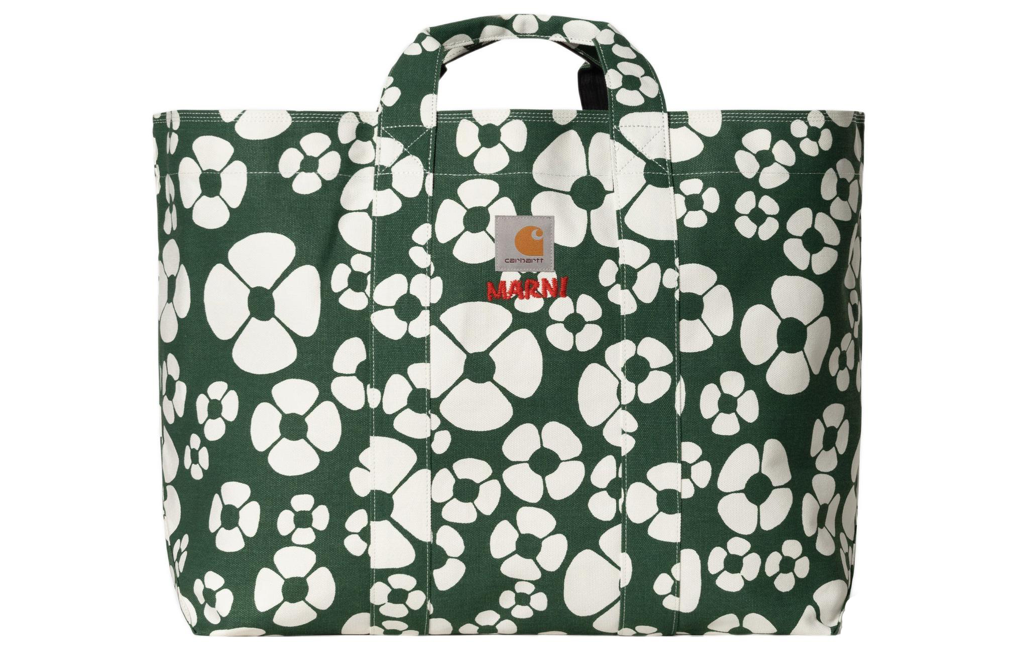 Женская сумка Carhartt WIP x MARNI Tote (зелено-белая)
