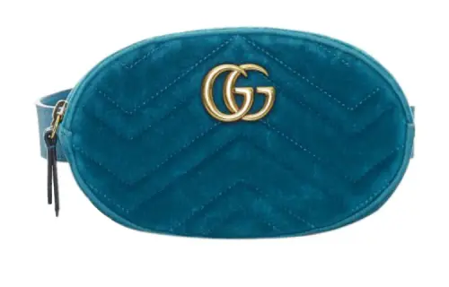 GUCCI GG Marmont Velvet Sling Bag, Fanny Pack Women's Blue Green