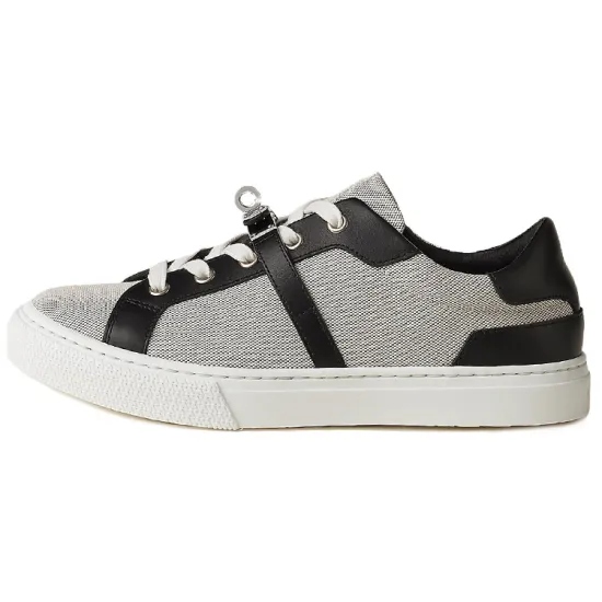 HERMES Kelly Low-Top Stylish Skateboarding Shoes Women's Gray Black