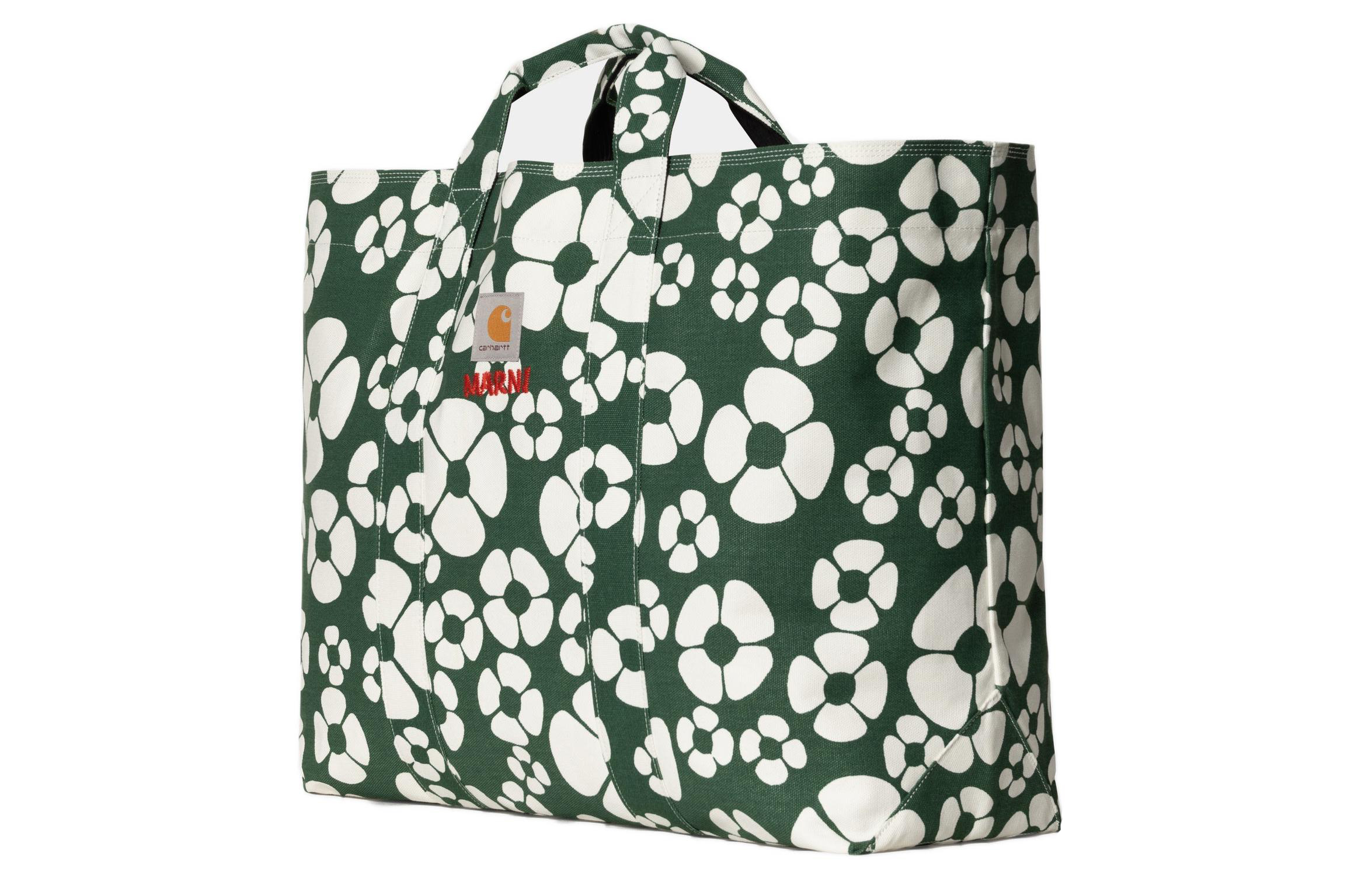 Женская сумка Carhartt WIP x MARNI Tote (зелено-белая) — фото 2