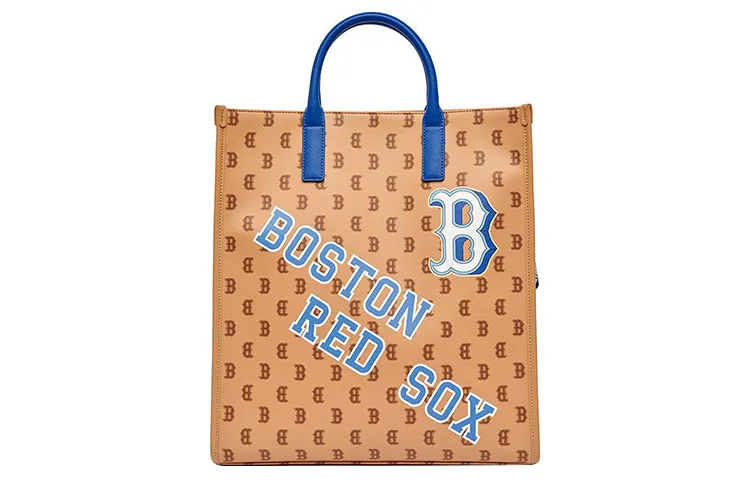 MLB Artificial Leather Tote Bag, Shopping Bag, Shoulder Bag Handbags Unisex Blue & Brown
