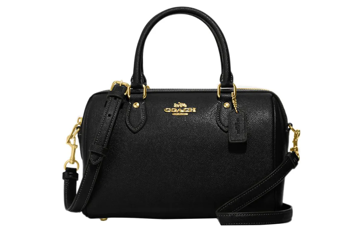 COACH Rowan Cross Grain Leather Shoulder Bag, Crossbody Bag, Handbag Medium Women's Black