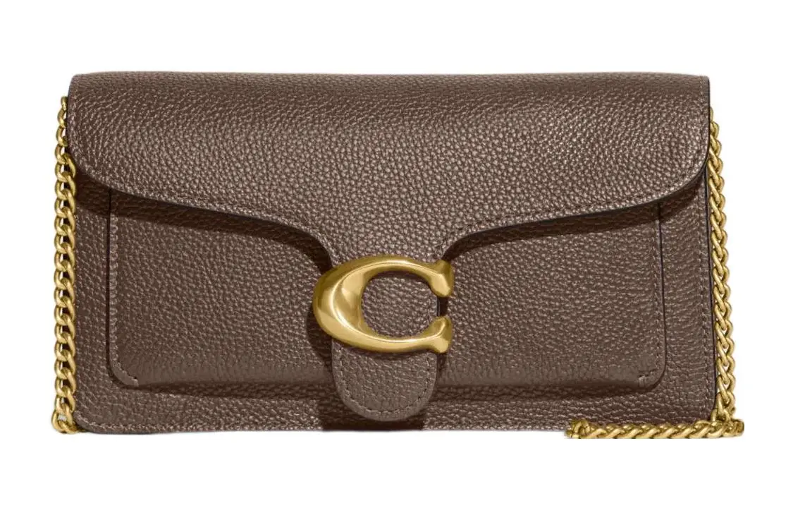 COACH Chain Leather Clutches Small Women's Dark Brown