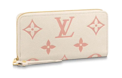 LOUIS VUITTON Zippy Soft Grain Cow Leather Card Holder, Wallet Regular Women's Cream White/Pink