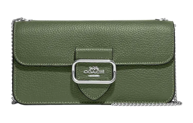 COACH Morgan Pebbled Leather Shoulder Bag, Crossbody Bag Small Women's Olive Green