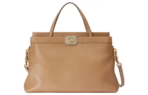 GUCCI Lambskin Tote Bag, Shopping Bag, Portable Crossbody Bag, Shoulder Bag Women's Tan